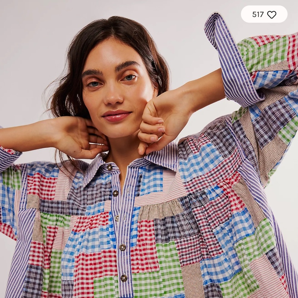 We The Free Multicolor Patchwork Top - image 5